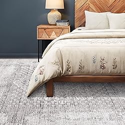 Area Rug 6x9 Vintage Rug: Washable Indoor Medallion