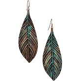 Handmade Boho Lightweight Statement Leaf Earrings with Detailed Texture for Women