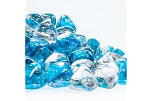 SUMLOTY 18 Pound Fire Glass for Propane Fire Pit 1 Inch，Fire Glass for Gas Fireplace and Fire Pit,Decorative Propane Gas High Luster Fire Glass Rocks Mix