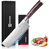 PAUDIN Nakiri Knife - 7" Razor Sharp Meat Cleaver and Vegetable Kitchen Knife, High Carbon Stainless Steel, Multipurpose Asian Chef Knife for Home and Kitchen with Ergonomic Handle