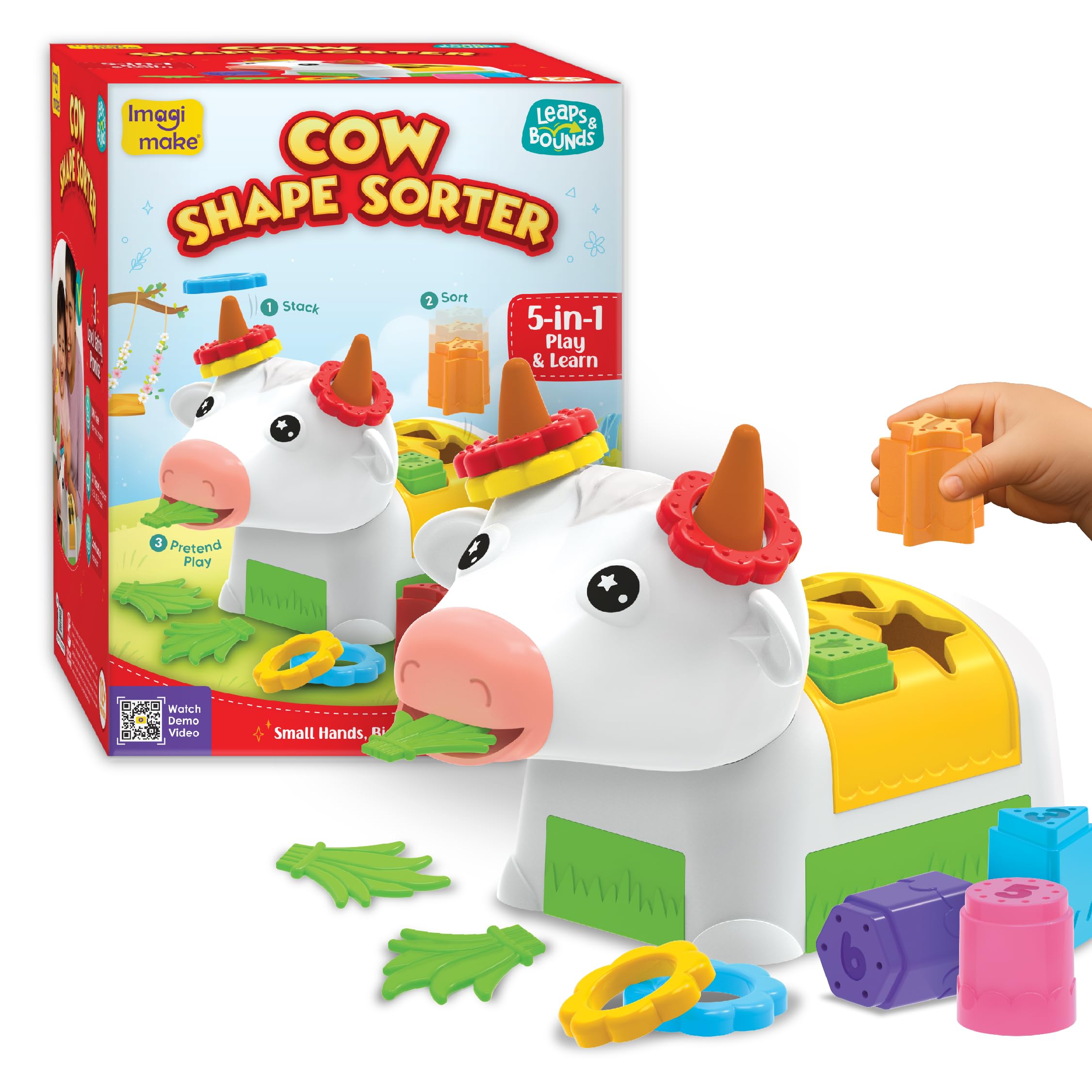 Imagimake Cow Shape Sorter | Leaps & Bounds Baby Toys 12-18 Months | Fine Motor Skills & Sensory Toys for 1 Year Old Boys | Toddler Activities | Games for 2 year olds | Easter 3 Year Old Girl Gifts
