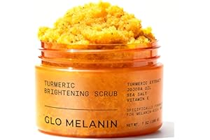 GLO Melanin Turmeric Scrub for Dark Spots, Brightening Inner Thighs Bikini Area Underarms, Natural Exfoliating Face
