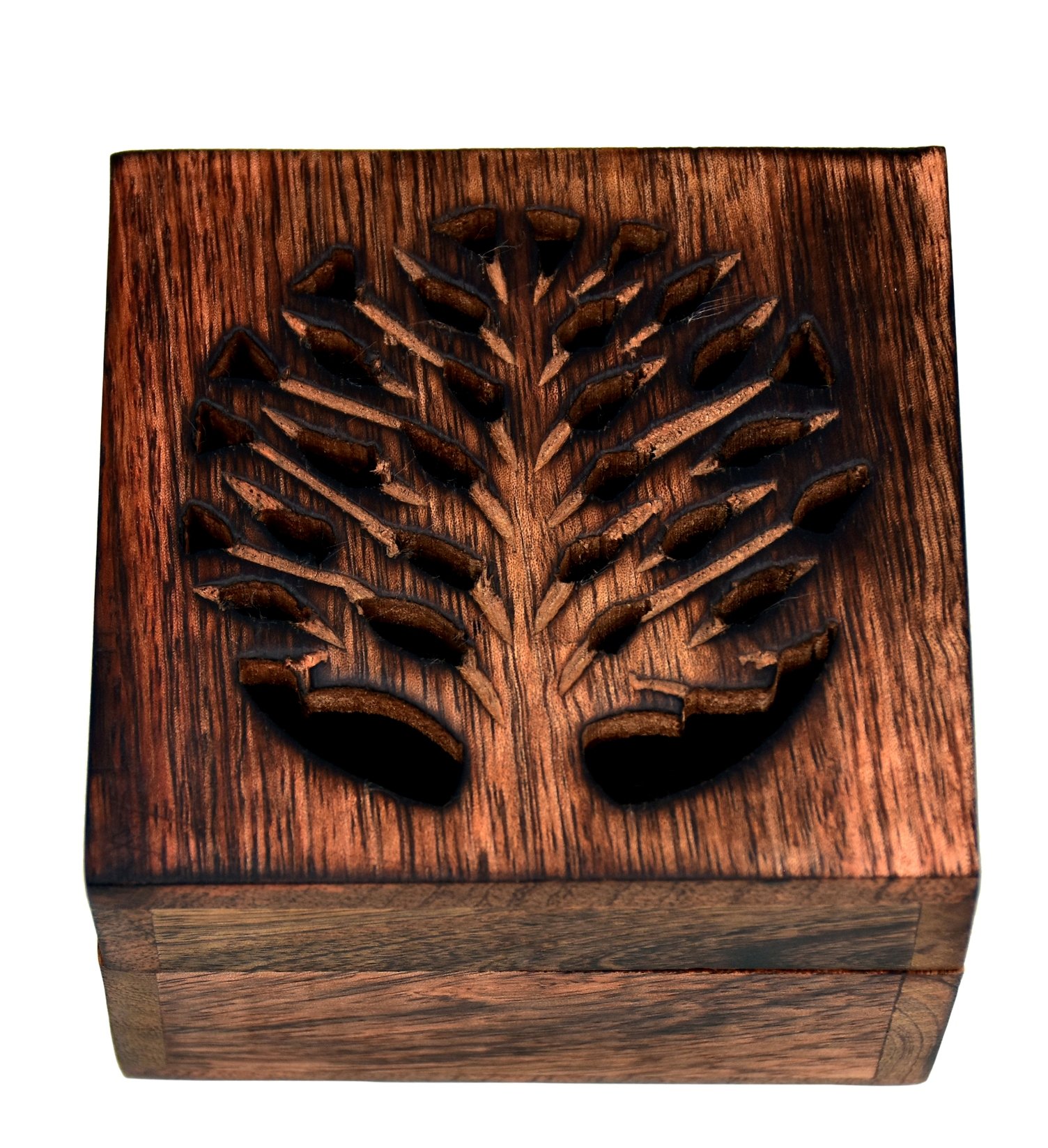 Purpledip Wooden Jewellery Box 'Ancient Tree': Rustic Distress Finish Small Treasure Chest | Unique Gift For Women (10791)