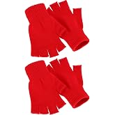 Gants Sans Doigts Hiver WLLHYF - 2 Paires Mixte Tricot Élastique Touchscreen - Hommes Et Femmes