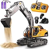 Remote Control Heavy Duty Excavator Toys for Boys, 3 in 1 RC Excavator with Metal Bucket, Rock Breaker and Grapples, 680° Rot