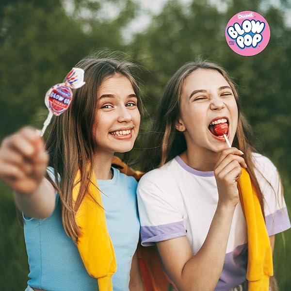 CHARMS BLOW POP LOLLIPOPS – INDIVIDUALLY WRAPPED DUAL CANDY AND GUM SUCKERS – PEANUT FREE, GLUTEN FREE – BULK TREAT FOR KIDS AND ADULTS – ASSORTED FLAVORS, 45 COUNT (29.25 OZ.)
