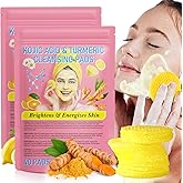 Turmeric Kojic Acid Cleansing Pads,40PCS Turmeric Cleansing Pads, Exfoliating Infused Foaming Exfoliating Enriched Vitamin C,Helps Balance Skin Oil 2pack