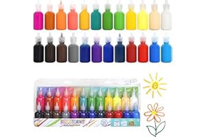 PLAYKIDIZ Darice Puff Paint, 24 Pack 3-D Fabric Paint, Classic Colors, Permanent Non-toxic Paint Set for Kids, Ages 3+