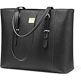 Laptop Bag for Women Large Office Handbags Briefcase Fits Up to 15.6 inch (Updated Version)-Black