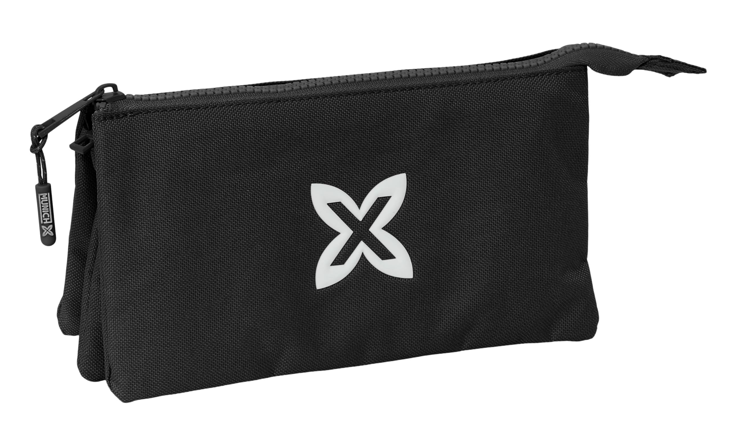 Safta Munich Basic – Triple Pencil Case, Children's Pencil Case, Ideal for School Children, Comfortable and Versatile, Quality and Resistance, 22 x 3 x 12 cm, Black, Black/White, Estándar, Casual