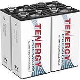 Tenergy Premium 9V Batteries Rechargeable High Drain 250mAh NiMH 9V Square Battery for Smoke Alarm/Detector, 4 Pack