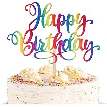 Amazon.com: 1 PCS Happy Birthday Cake Topper Glitter Happy ...
