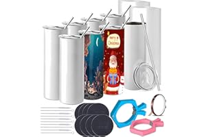 SVZIOOG Sublimation Tumblers bulk 20 oz Skinny,8 Pack Stainless Steel Double Wall Insulated Straight Sublimation Tumbler Cups Blank White with Lid,Individually Box,heat tape,Sublimation Tumblers Pinch
