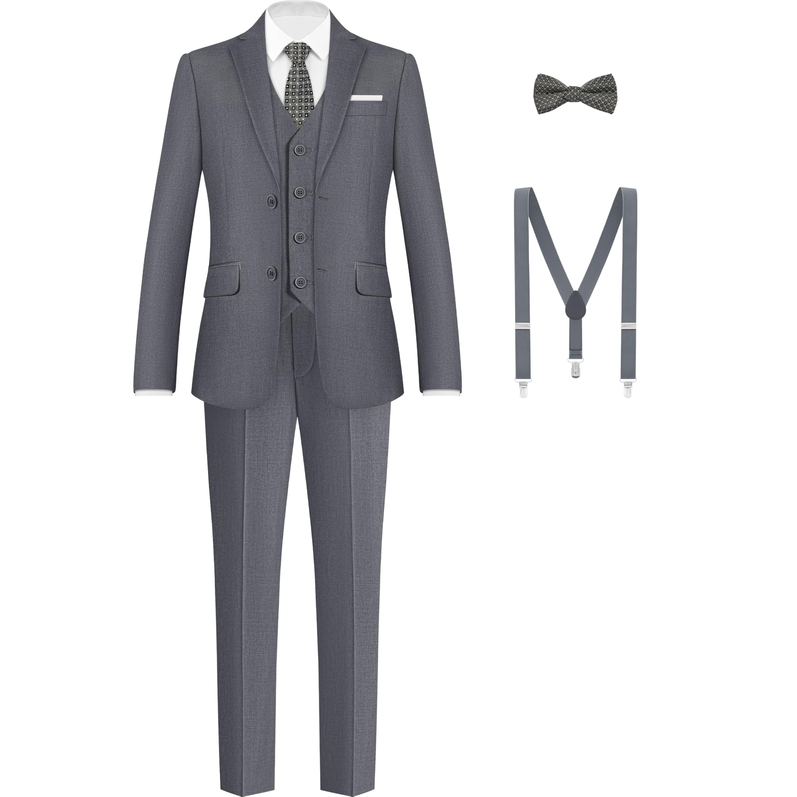 Photo 1 of AmazingSea Boys Suit Dark Grey Slim Fit Formal Boys Suits Set Kids Suit Toddlers Youth Teen Boys Tuxedos Suit Size 8