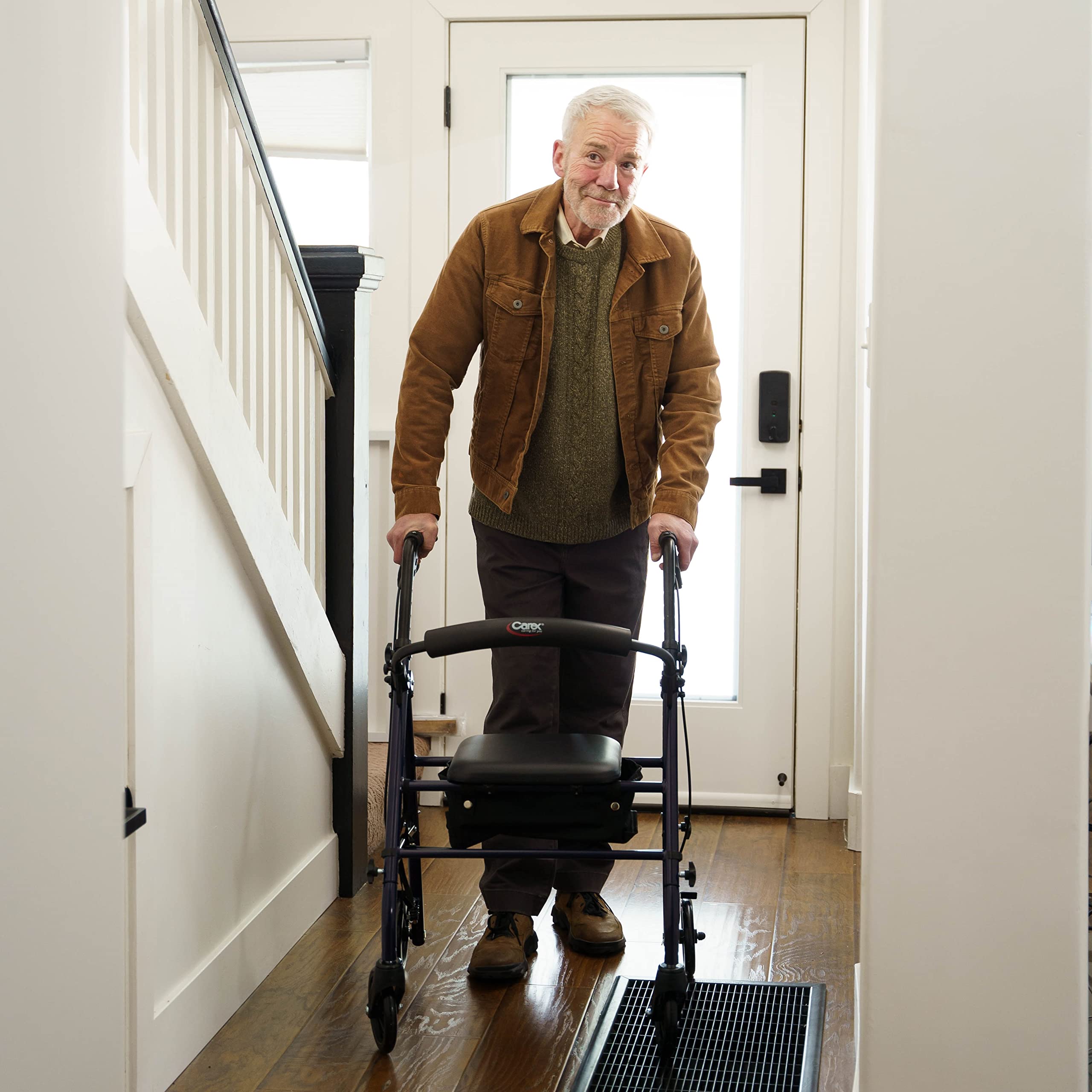 Carex Steel Rollator Walker with Seat and Wheels, Rolling Walker for Seniors, Supports 350lbs, For 5'0