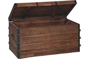 Signature Design by Ashley Kettleby Vintage Wood Storage Trunk or Coffee Table with Lift Top 19", Brown