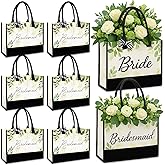 Abbylike 8 Pcs Bride Bridesmaid Canvas Tote Bag Bulk for Wedding Eucalyptus Sage Green Bridesmaid Party Gift Bags Wedding Canvas Tote for Bridal Shower Bachelorette Proposal Party Favor Present