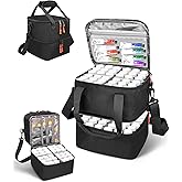 ZOMICE Acrylic Paint Organizer Bag for 72 Bottles (2 oz), Portable Acrylic Paint Storage Case with Shoulder Strap & Handle,Double Layer Art Supply Carrying Bag with Removable Dividers & Extra Pocket
