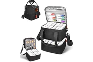 ZOMICE Acrylic Paint Organizer Bag for 72 Bottles (2 oz), Portable Acrylic Paint Storage Case with Shoulder Strap & Handle,Double Layer Art Supply Carrying Bag with Removable Dividers & Extra Pocket