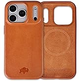 BLACKBROOK Leather Case for iPhone 17 Pro – Harlan Handcrafted Snap-On Cover, Full Grain Leather with TPU Bumper, MagSafe Compatible, Touch Glass Camera Button, Luxury Gift Box Tan