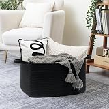 TIMEYARD Large Laundry Basket 65L Rope Storage Black 55x38x30 cm view 2