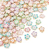 Cheriswelry Flower Charms 108pcs Enamel Alloy Metal Dangle Pendants Cute Flower Earring Bracelet Charms 12x10 mm for DIY Craft Necklace Jewelry Making