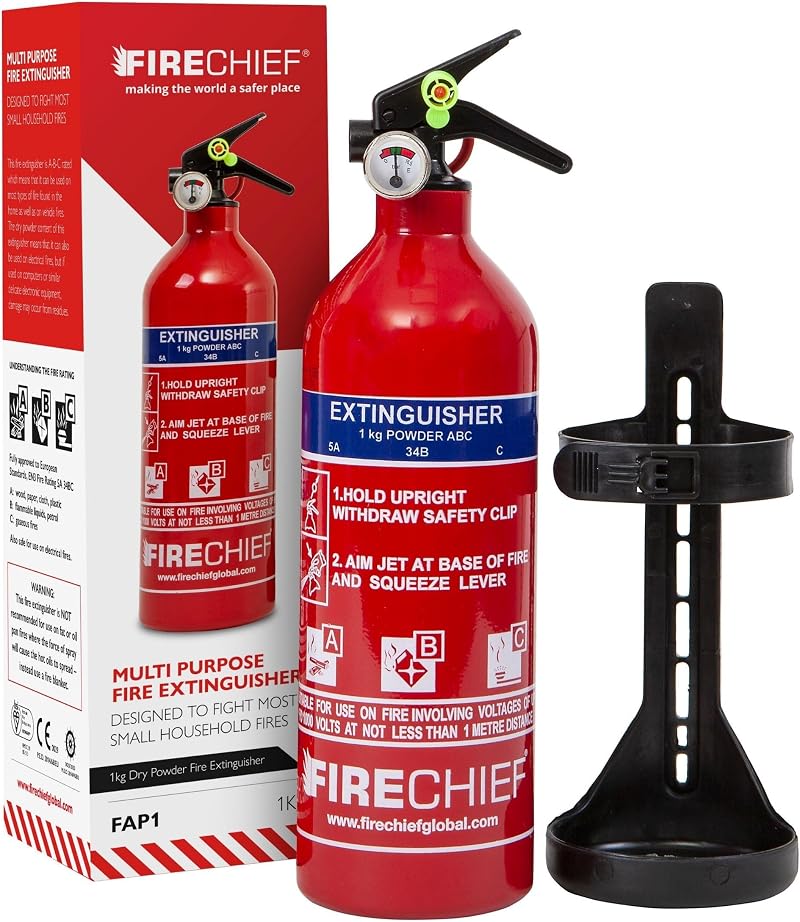 Firechief 1kg Multi Purpose ABC Fire Extinguisher with Bracket