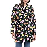 Kate Spade New York Hooded A-Line Raincoat with Removable Hood, Spring Pansies, Large