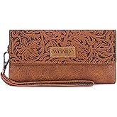 Montana West X Wrangler Western Wallets for Women Trifold Wristlet Wallets Large Capacity Women Clutch Wallet with Coin Purse