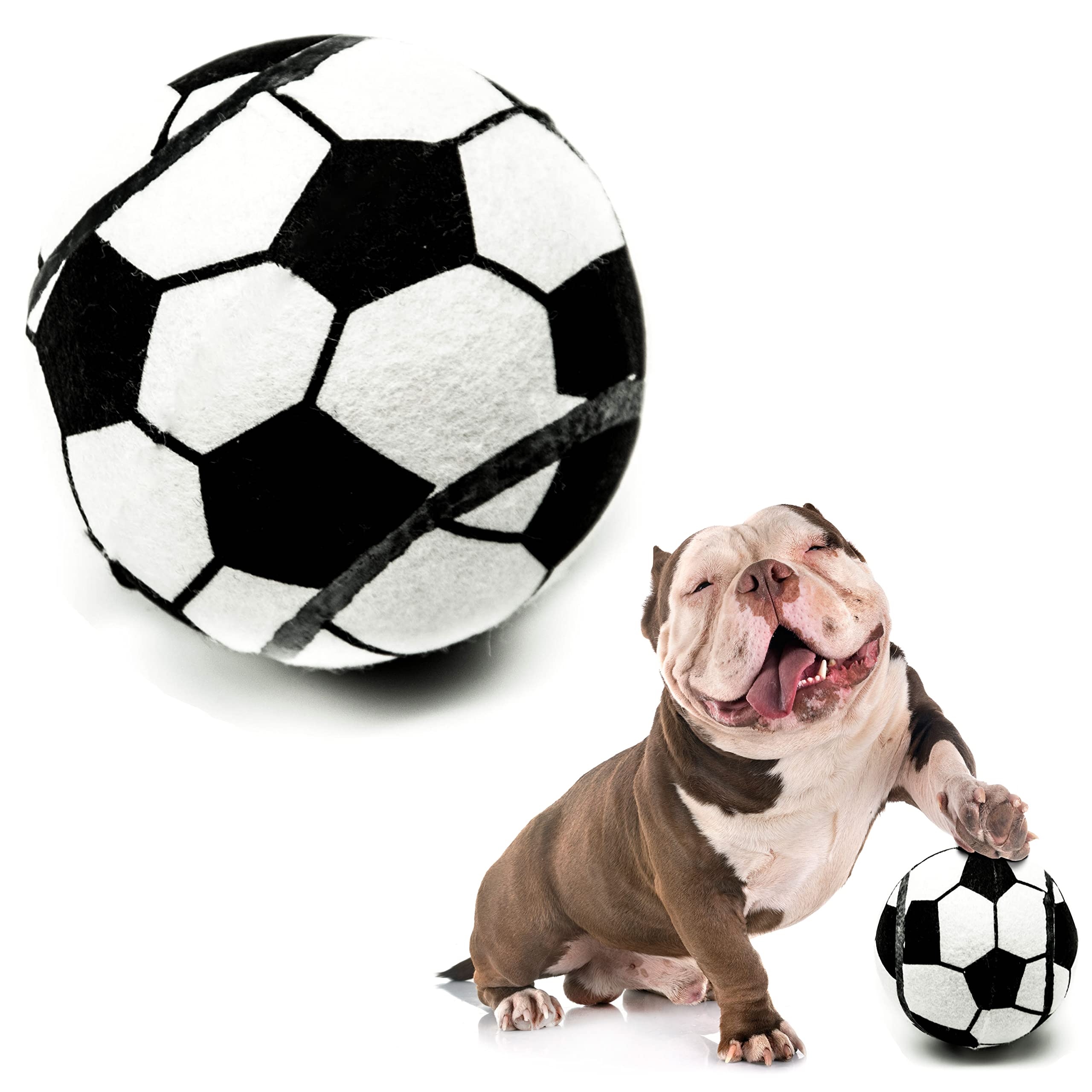 Petopedia 5 Inches – Tough Dog Toys LARGE, HARD TENNIS BALL for Dogs – Basketball Football Sports, Indestructible, Boredom, Chew Toy – Catch, Fetch, Play (JUMBO, Football)