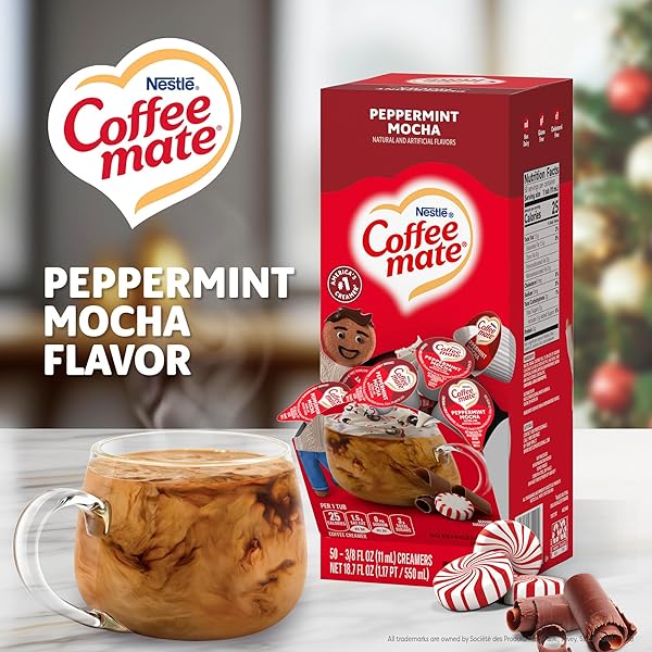 COFFEE MATE PEPPERMINT MOCHA CREAMER, LIQUID SINGLES, 50/BOX