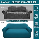 Granbest High Stretch 2 Seater Sofa Cover Blackish Green Jacquard Non Slip view 5