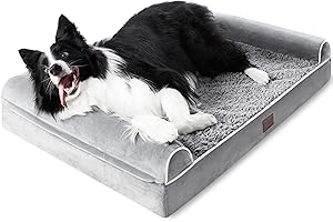 Figopage 28" Dog Beds for Medium Sized Dog, Waterproof Medium Dog Beds with Memory Foam Bolster, Washable Medium Dog Couch Bed with Removable Cover Up to 35 LBS