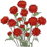 Briful 5PCS Artificial Chrysanthemum Flowers - 27.5'' Tall Faux Mums Floral Stems Red Silk Chrysanthemums for Home Wedding Party Bouquet Vase Arrangement Décor