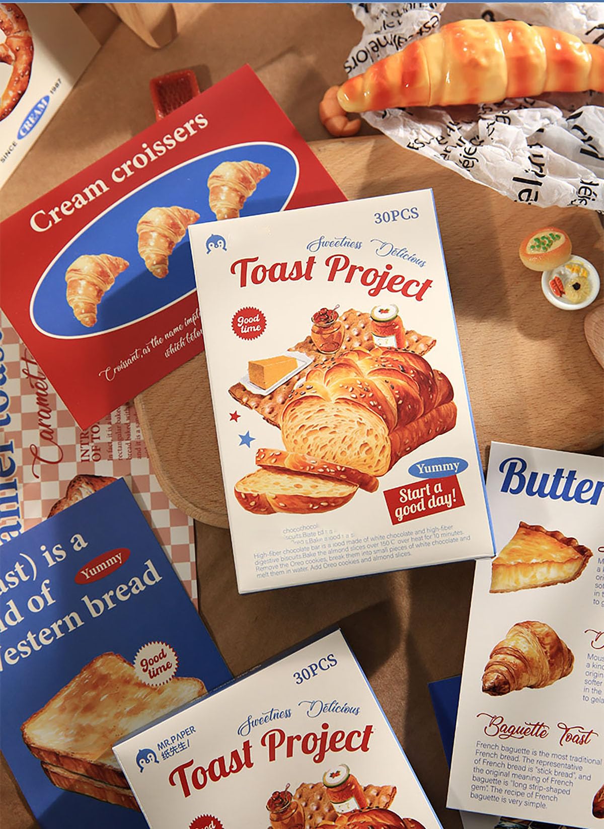 Photo 1 of T-shin Postcards Retro Style Toast,Bread Bliss Boxed Postcard Set,30 Cozy Bread Art Cards for Bakers, Coffee Lovers & Retro Fans! Perfect for Gifts,Travel Memories & Bakery Decor