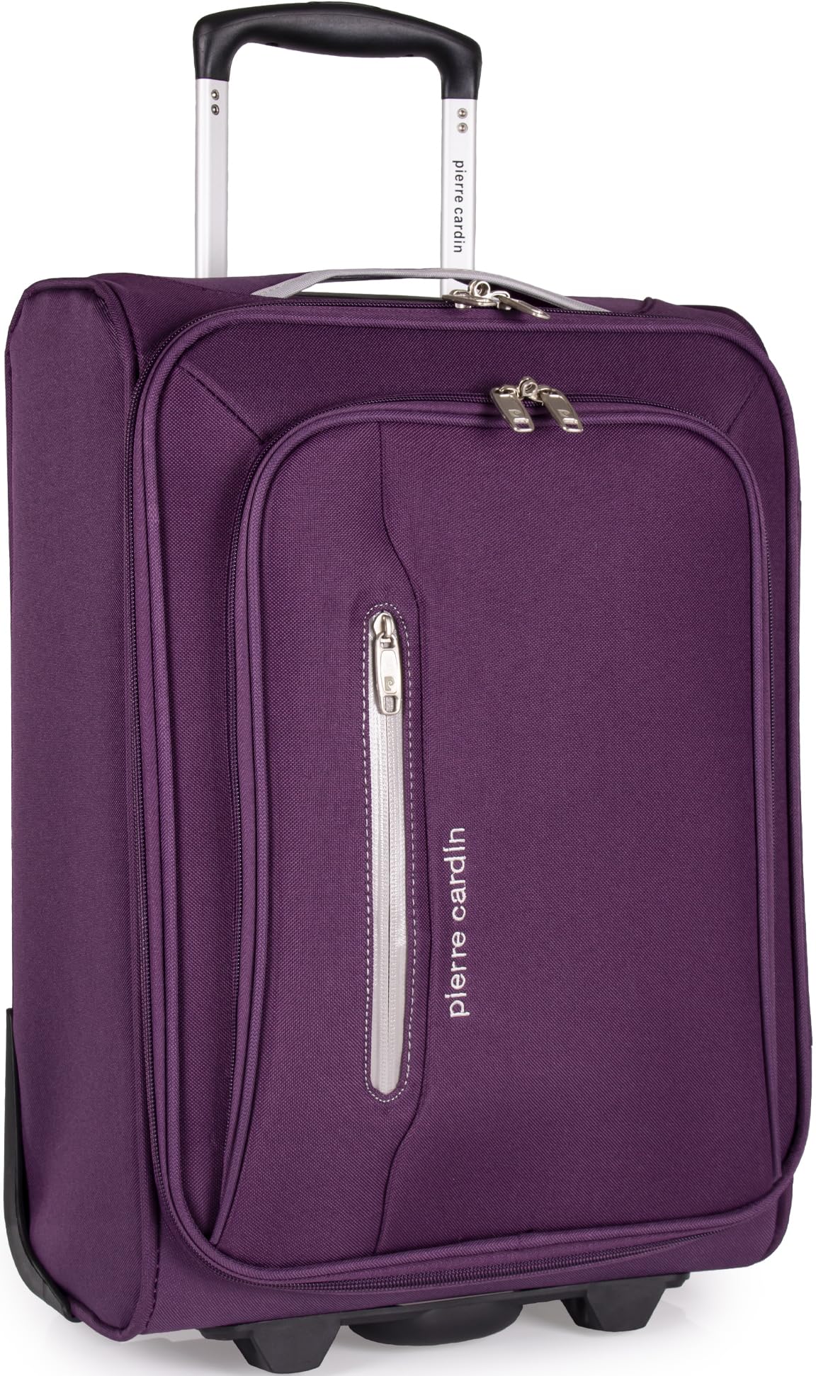 Pierre Cardin Soft Sided 18 Inch Suitcase with Wheels - KLM Flybe Emirates Cabin Approved Under 55x40x20 Luggage TUI Soft Shell Bag | Light 1.8kg 48.5cm 30L (Carry On, Purple & Light Grey)