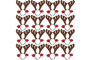 Max Fun 16Pcs Christmas Reindeer Antlers Headband Deer Antler Headbands for Christmas Holiday Photo Booth Props Kid's Party Favors