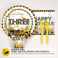 96 Pcs Construction 3rd Birthday Party Supplies