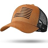 American Flag Trucker Hat Baseball Cap Snapback Fitted Hats for Men Women Snap Closure Design Breathable Mesh Side Durable Brown