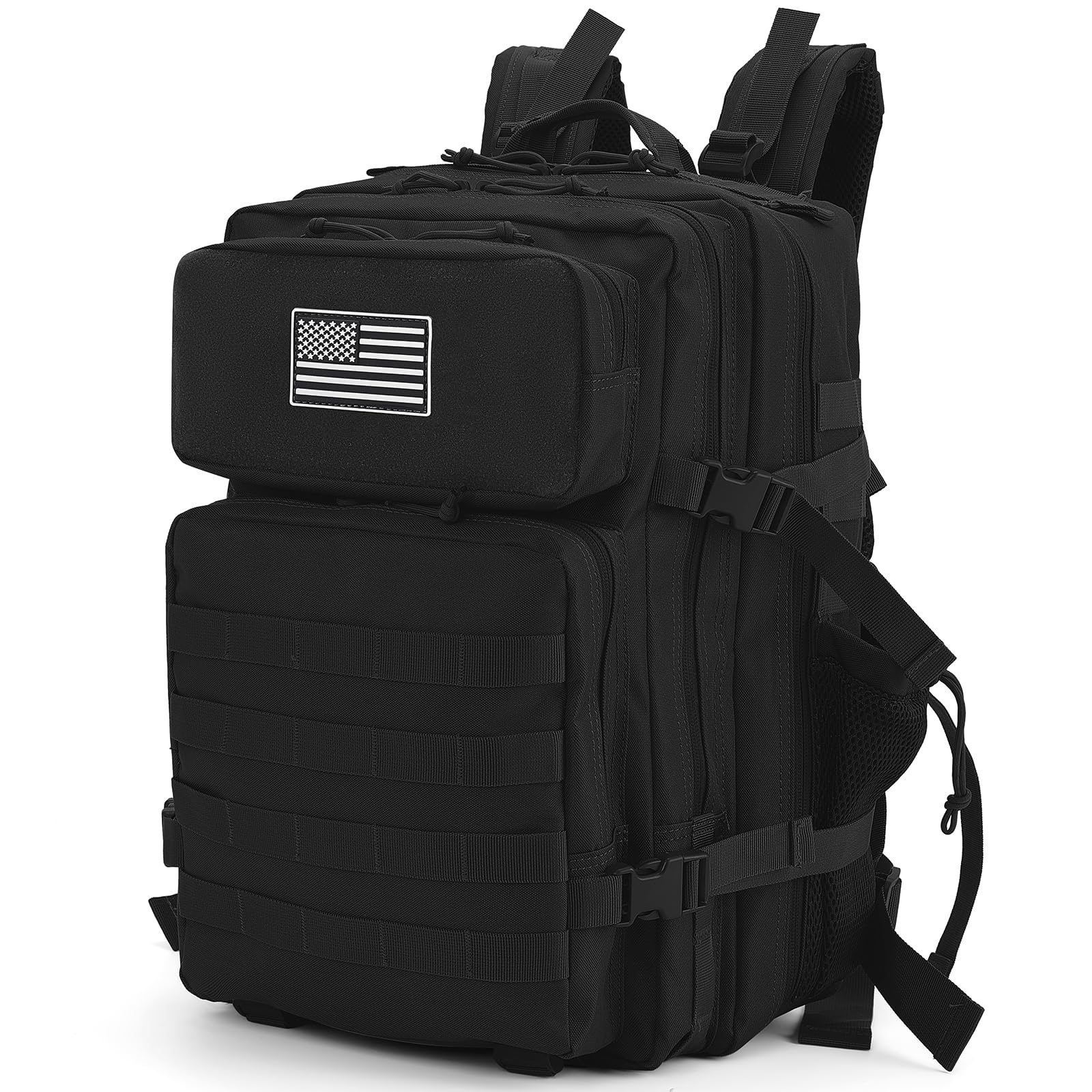 AUMENTAR 45L Military Tactical Backpack For Men and Women Molle Daypack 3 Day Bug Out Bag Hiking Gym Backpack Rucksack With Bottle Holder Black