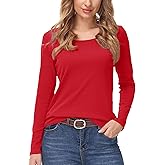 Smile Fish Women Boat Neck Loose Fit T Shirt Long Sleeve Shirts Casual Top Tees