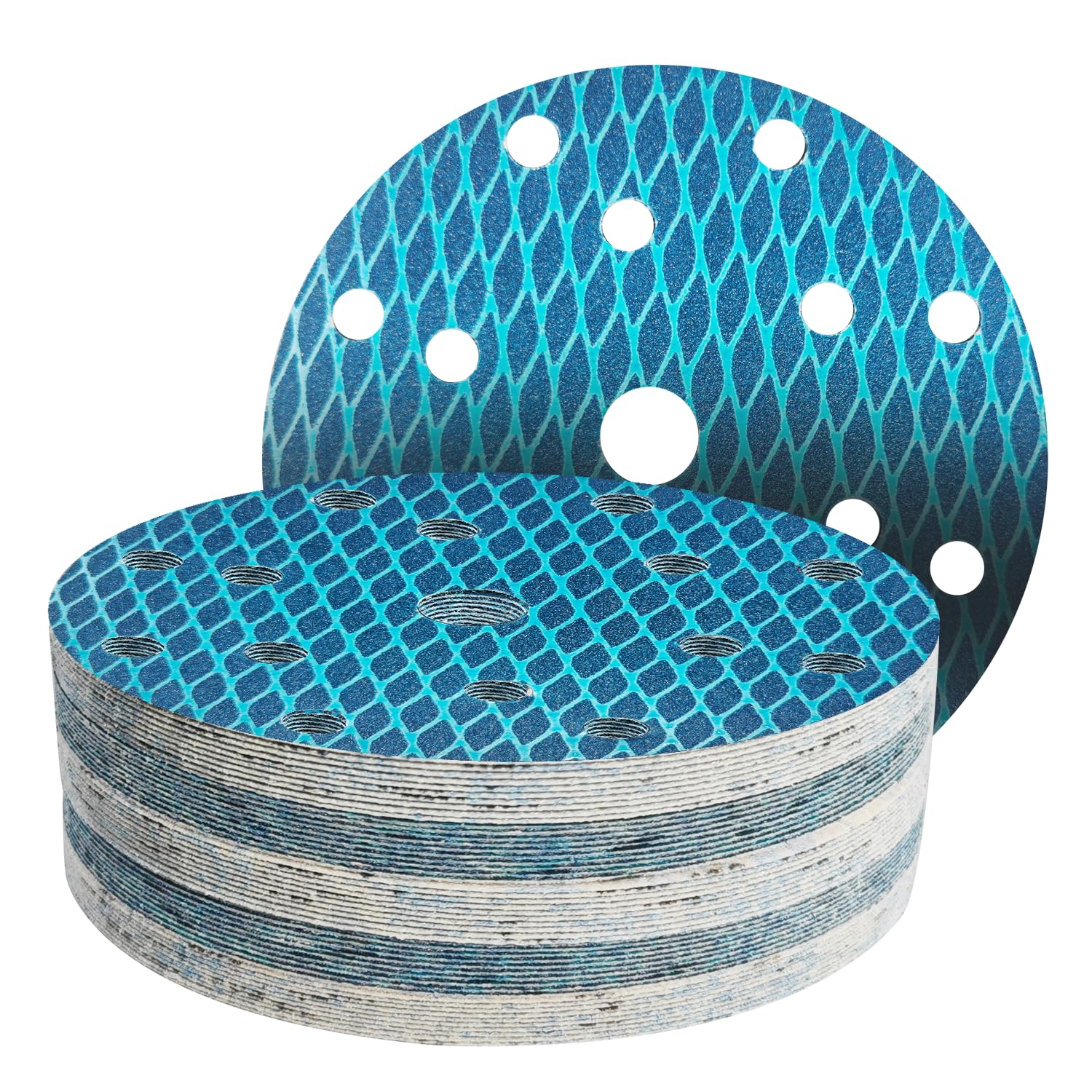 GZKTY 150mm Sanding Discs, 50 Pieces, 15 Holes, Grits 120, Diamond Shape, Reduce Blockage, for 6 Inch Orbital Sanders