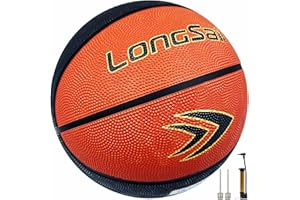 Longsail Full Size Basketball Rubber- Leather,Indoor-Outdoor-Pool,with Pump(Deflated)