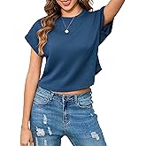 Totatuit Women Cute Cropped T-Shirts Short Sleeve Boxy Crewneck Summer Tee Shirts Basic Solid Workout Gym Tops