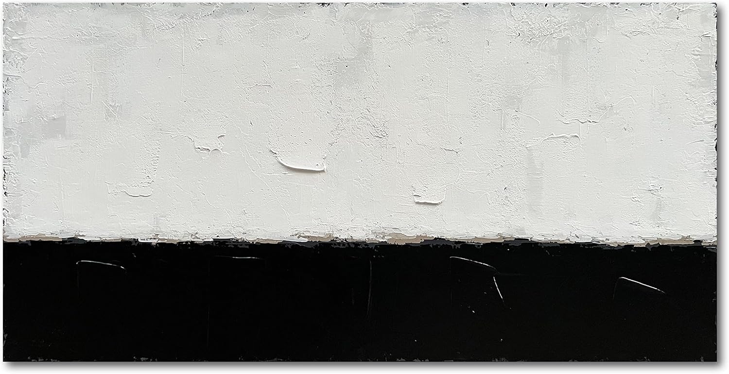 Paintings - NANKAI Minimalist oil painting Abstract black and white painting 24x48 inch contemporary art texture oil painting, home, office wall decoration oil painting