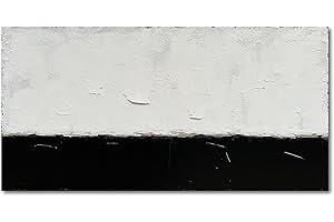 NANKAI Minimalist oil painting Abstract black and white painting 24x48 inch contemporary art texture oil painting, home, office wall decoration oil painting