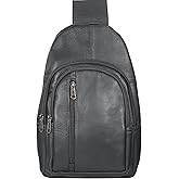 Bullz Crossbody Backpack Travel Hiking Chest Bag Daypack Leather Sling Bag for Men and Women (Black)