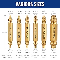 WORKPRO 6PCS Stripped Screw Extractor Set, Titanium