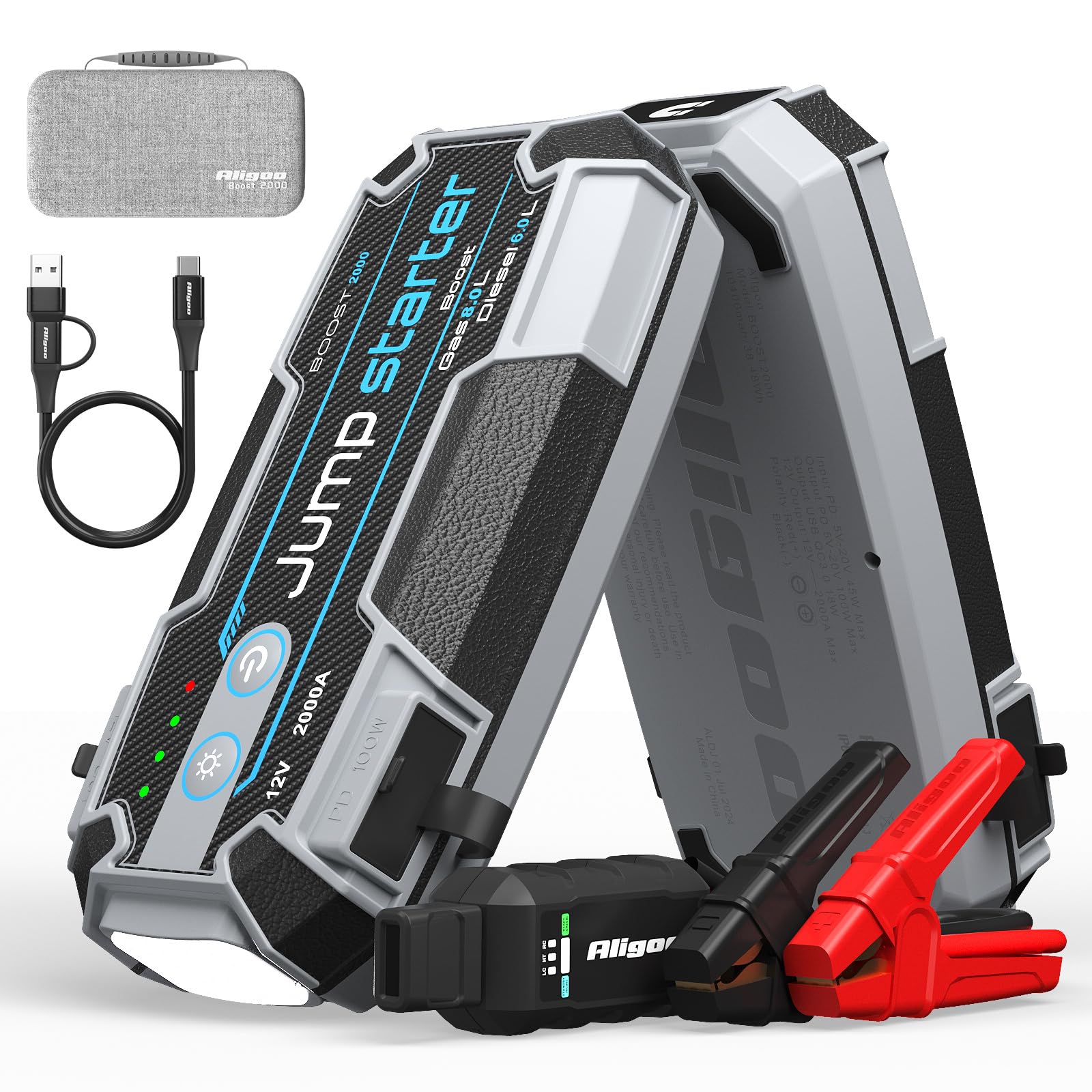 Photo 1 of ***MISSING ACCESSORIES*** Jump Starter 12V 2000A with PD 100W Fast Charge & IP67 Waterproof Battery Jumper Starter Portable for Car Dead Battery Emergency Magnetic Hook Led Lights Outdoor Camping Traveler SUV Truck