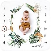 Baby Monthly Milestone Blanket for Boys and Girls - Soft Thick Fleece 46"x46" - Perfect Photo Growth Chart for First 12 Months - Extra Cozy for Pictures, Creating Monthly Memories - Tropical Design